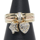 K18YG イエローゴールド K18PG ピンクゴールド ダイヤ0.30ct ハート スター 星 モチーフ リング 指輪 レディース 6.5号 【中古】